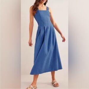 Boden Strappy Seersucker Midi Dress in Porcelain Blue 8